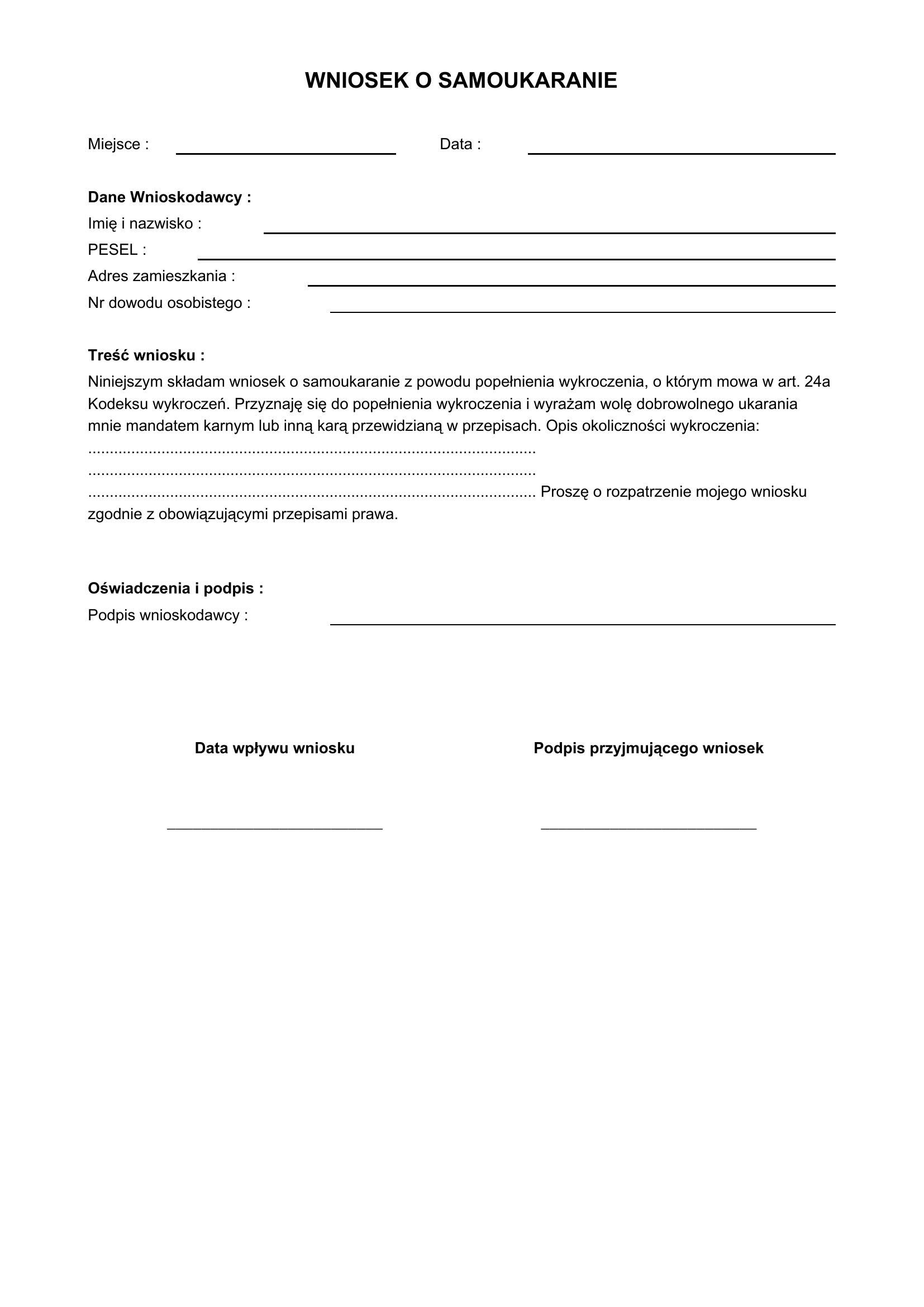 Wniosek O Samoukaranie Wzór